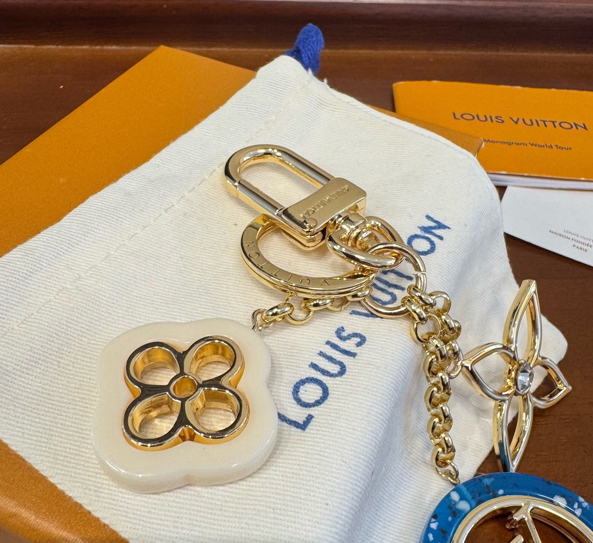 LOUIS VUITTON Canvas Metal Bag Charm Keychain
