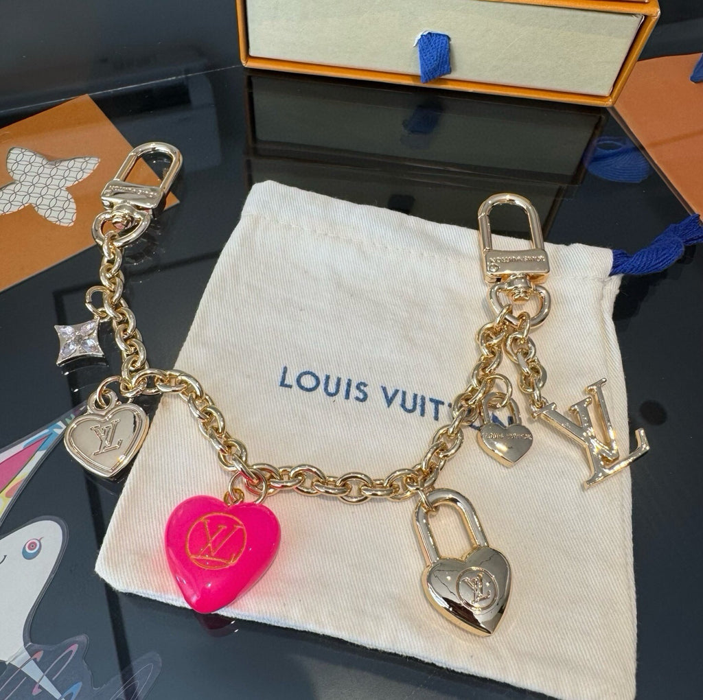 LOUIS VUITTON Canvas Cherry Blossom Bag Charm Keychain