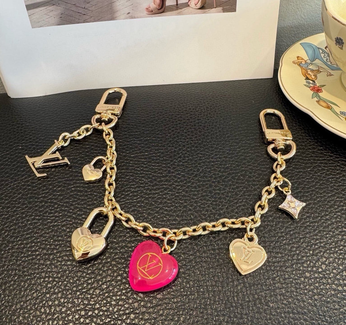 LOUIS VUITTON Canvas Cherry Blossom Bag Charm Keychain