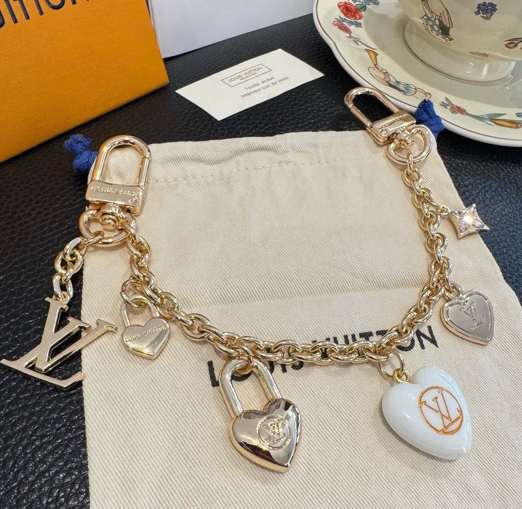 LOUIS VUITTON Canvas Cherry Blossom Bag Charm Keychain