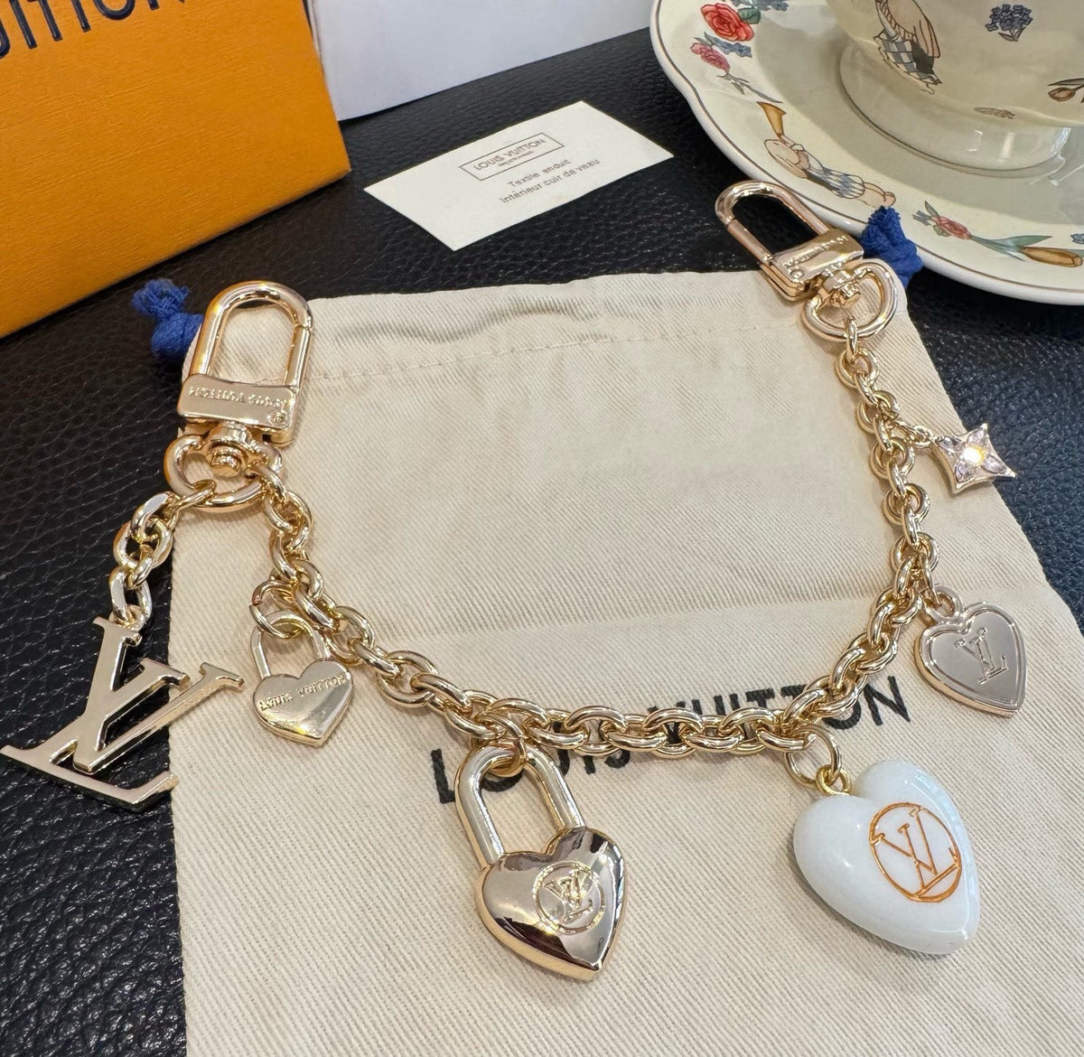 LOUIS VUITTON Canvas Cherry Blossom Bag Charm Keychain
