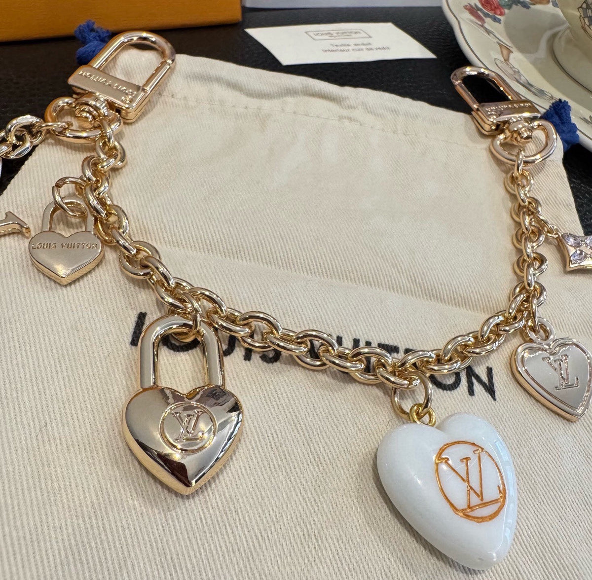 LOUIS VUITTON Canvas Cherry Blossom Bag Charm Keychain