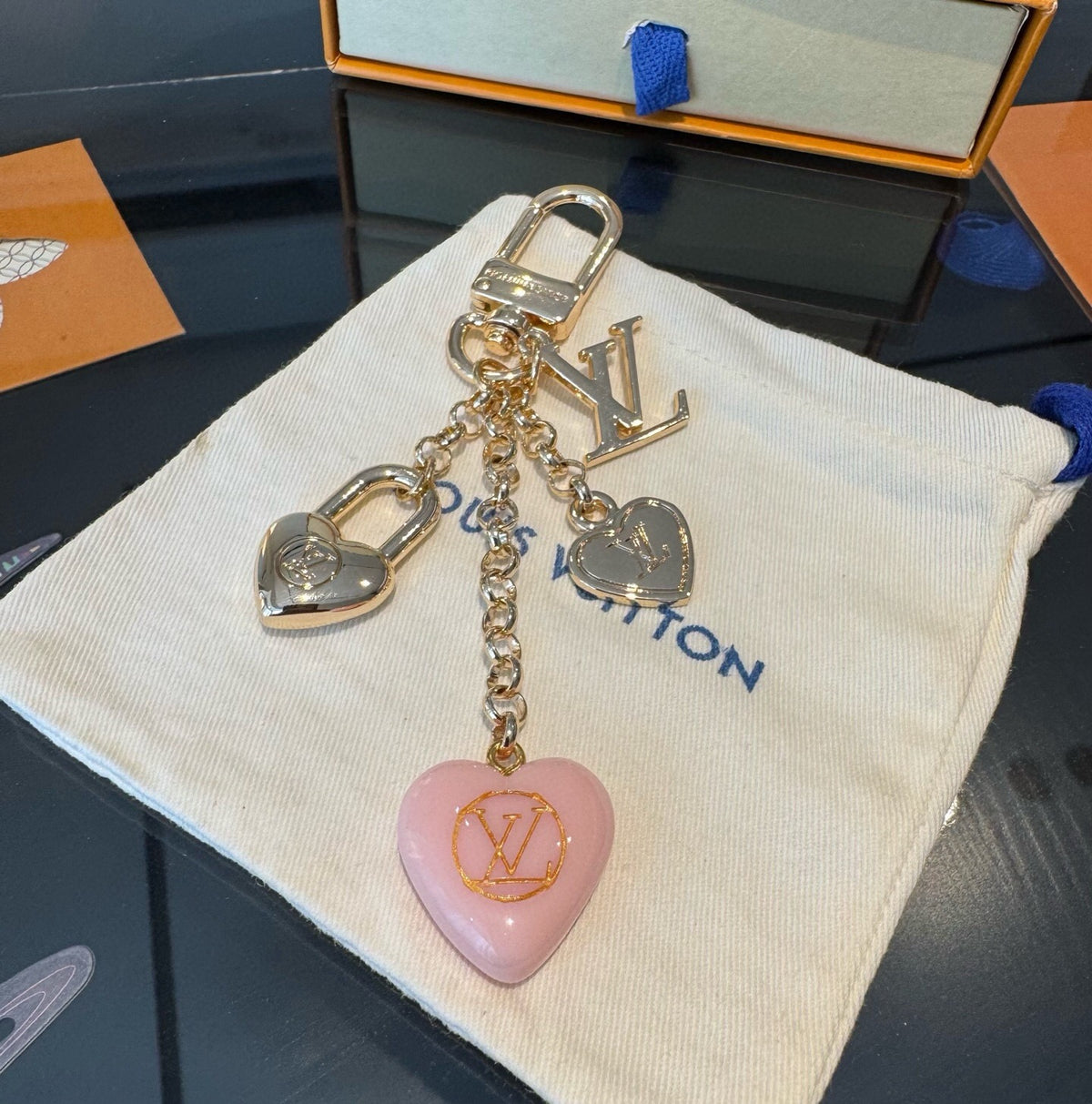 LOUIS VUITTON Canvas Flower Bag Charm Keychain