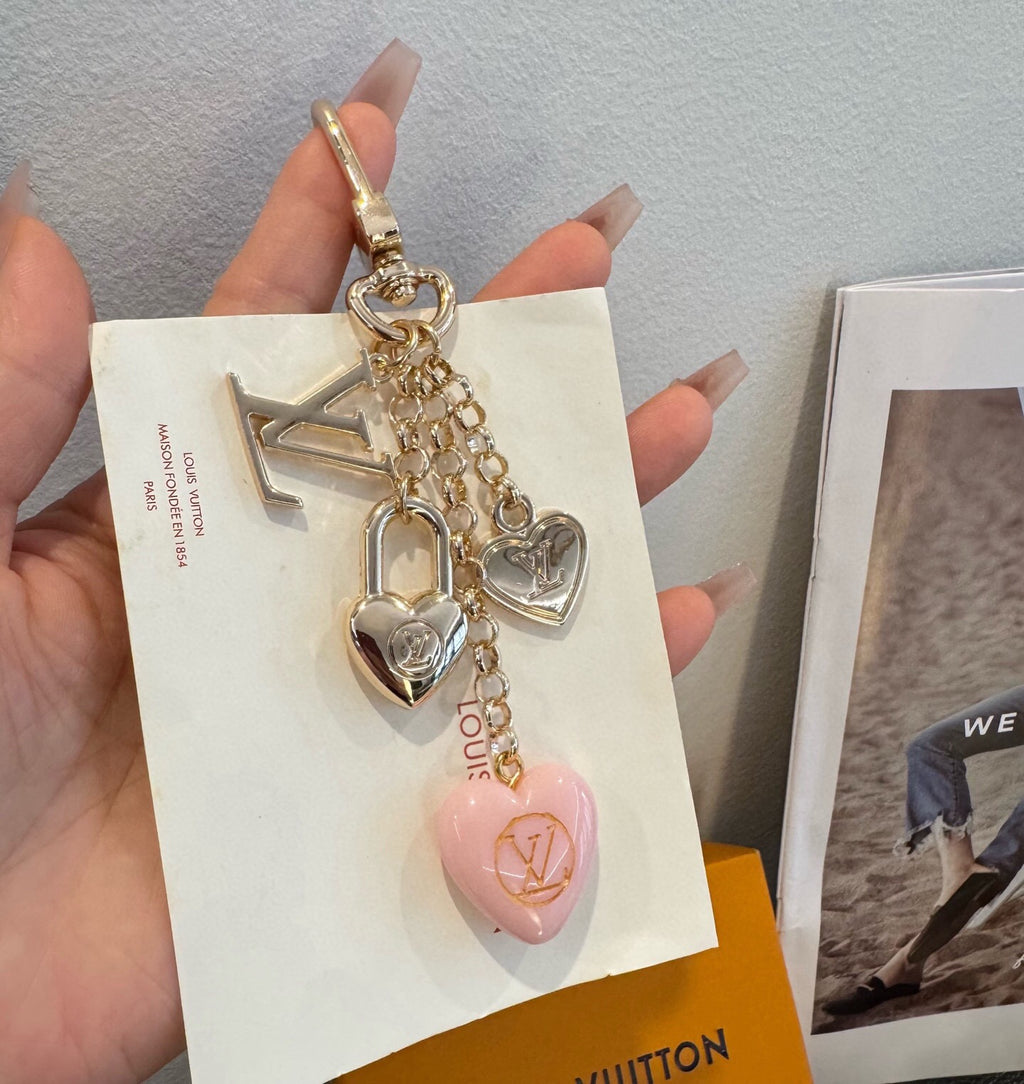 LOUIS VUITTON Canvas Flower Bag Charm Keychain