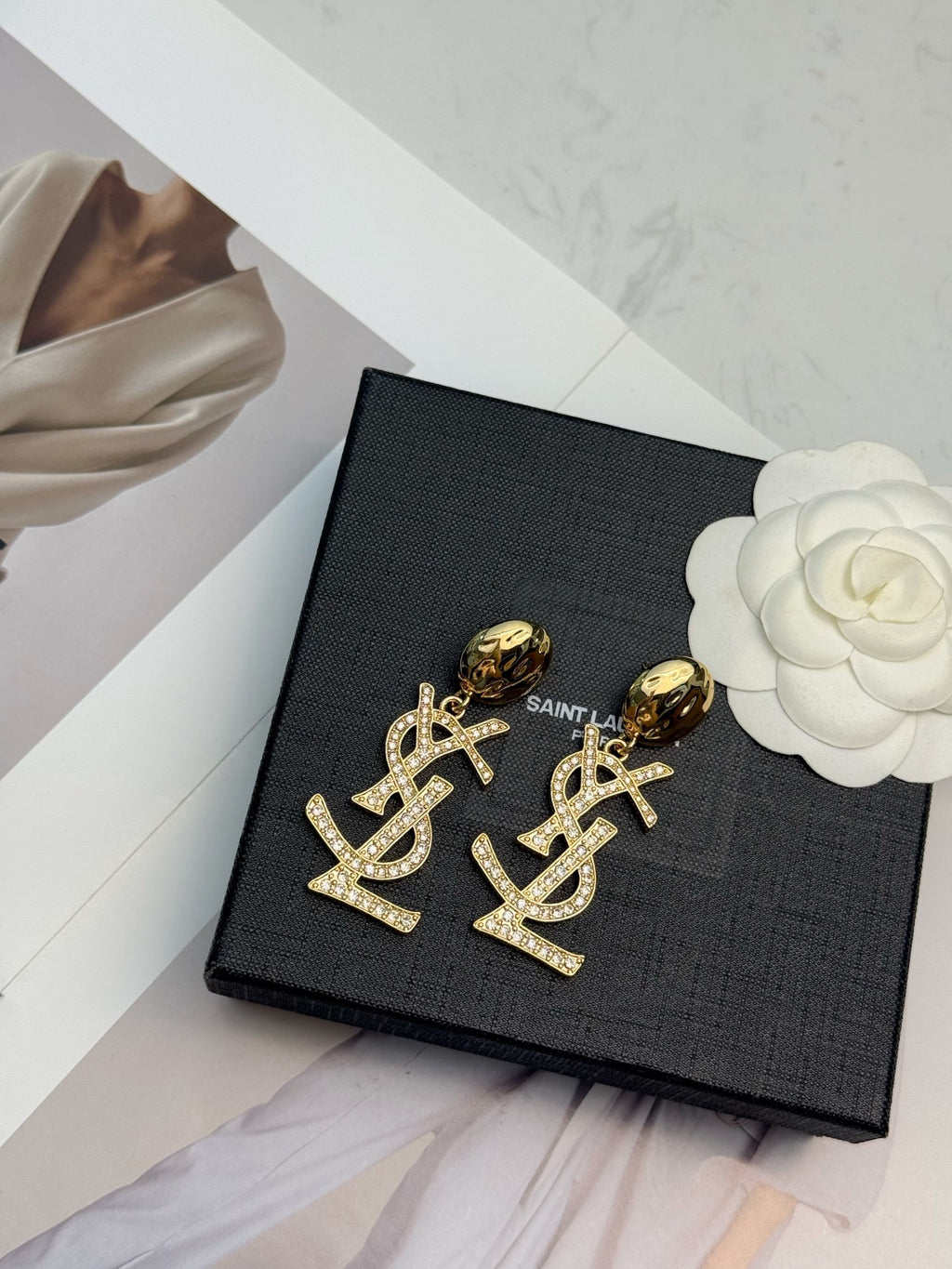 SAINT LAURENT P80 Crystal Pendant Necklace