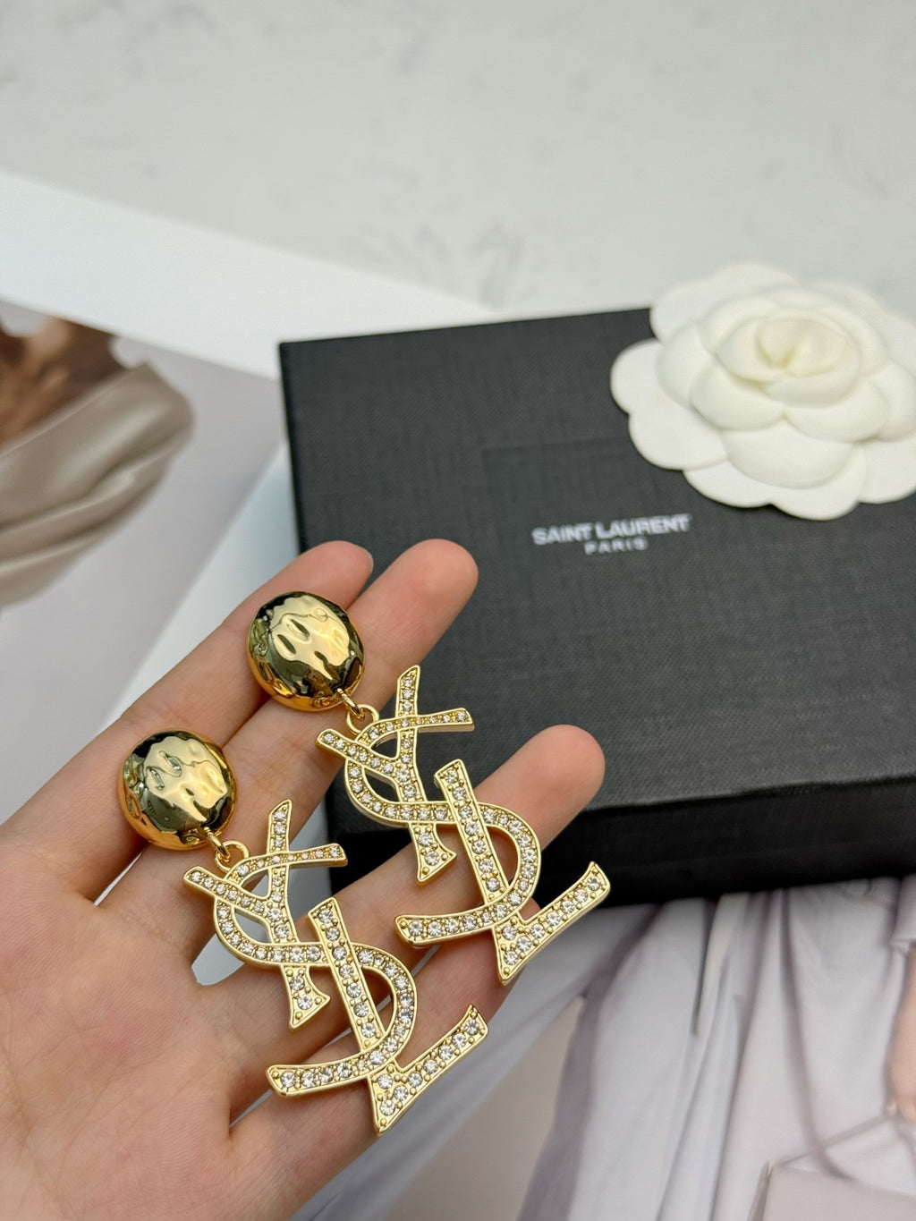 SAINT LAURENT P80 Crystal Pendant Necklace