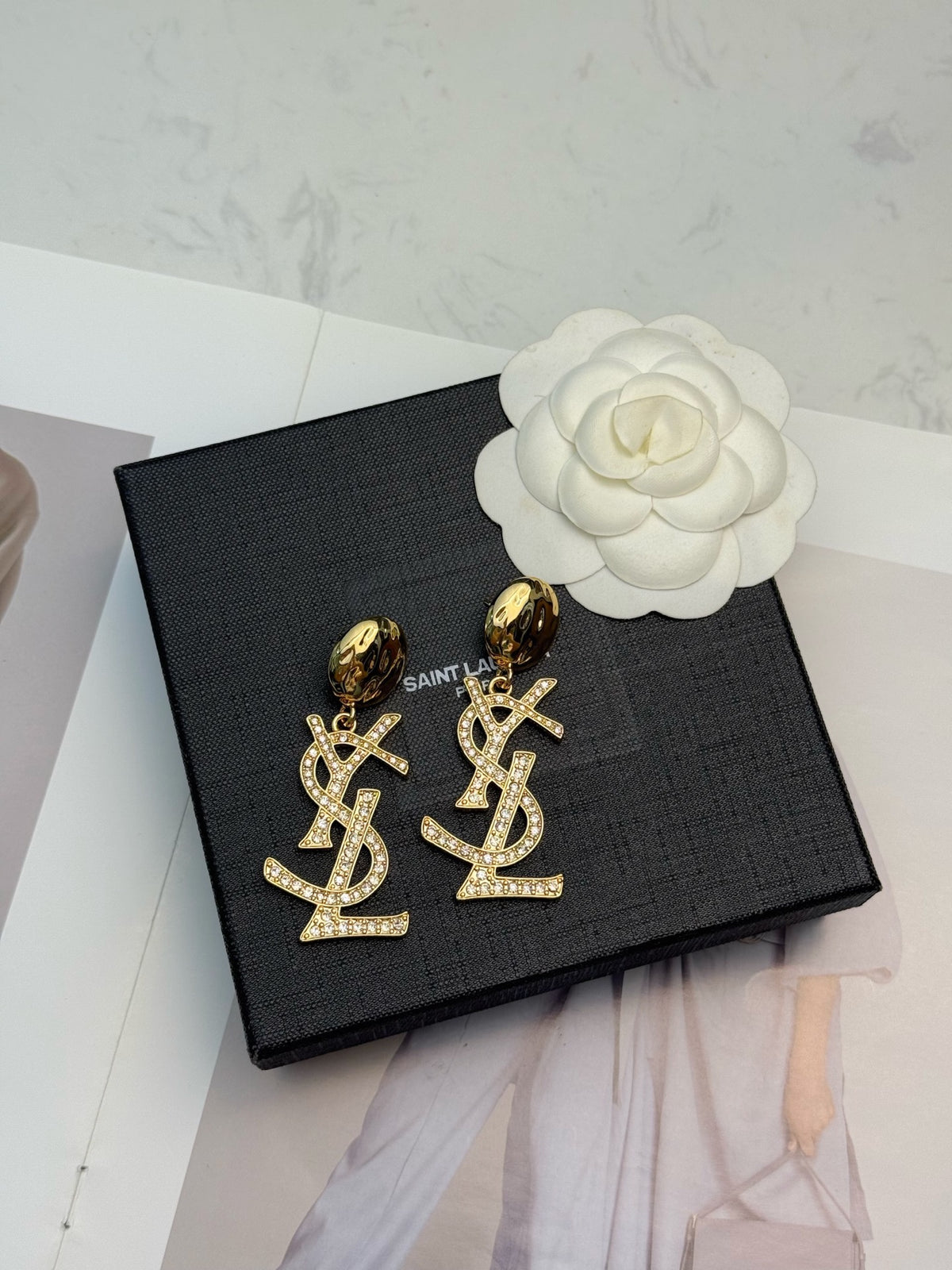 SAINT LAURENT P80 Crystal Pendant Necklace