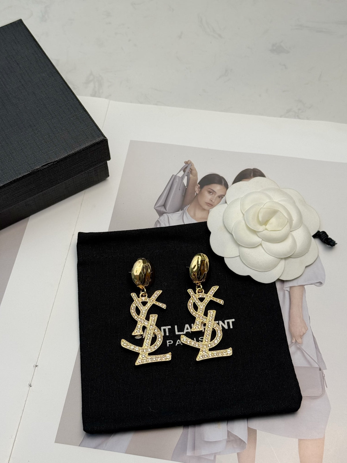 SAINT LAURENT P80 Crystal Pendant Necklace