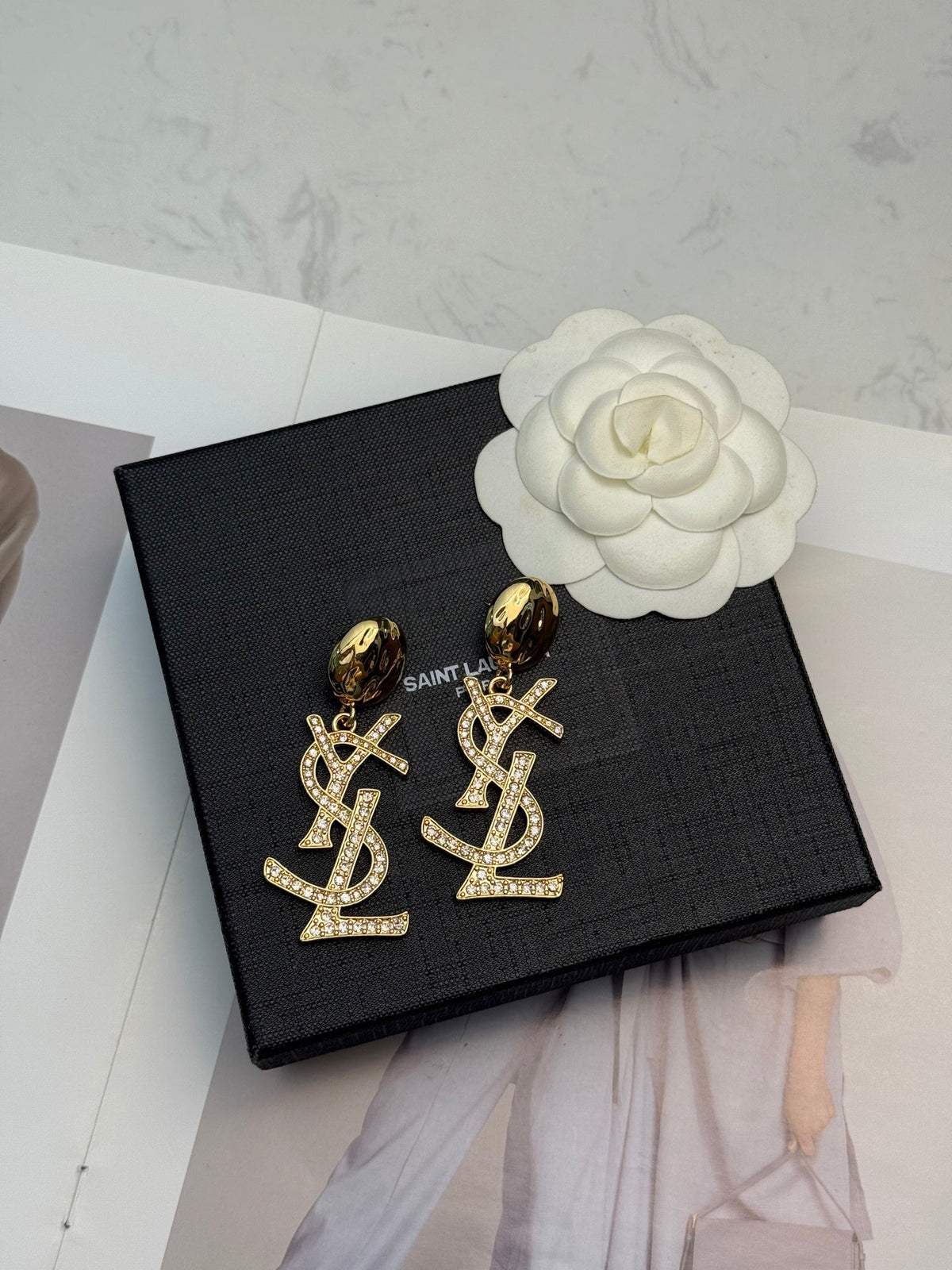 SAINT LAURENT P80 Crystal Pendant Necklace