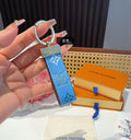LOUIS VUITTON Leather Canvas Bag Charm Keychain