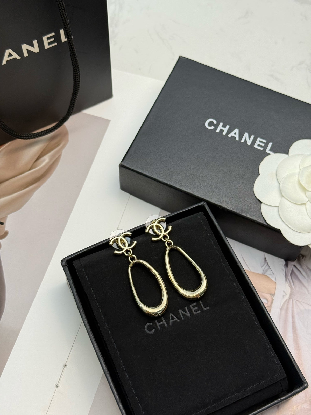 CHANEL Gold-Tone Earrings