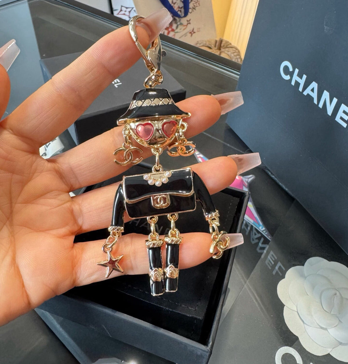 CHANEL Metal Bag Charm Keychain