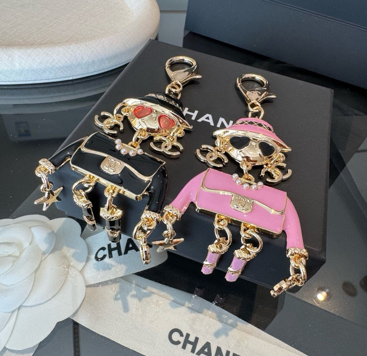 CHANEL Metal Bag Charm Keychain