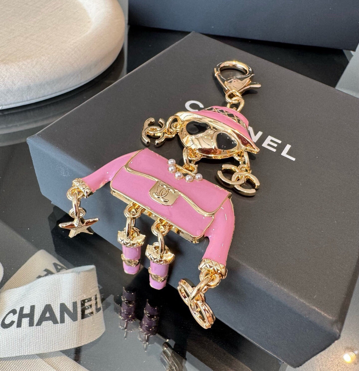 CHANEL Metal Bag Charm Keychain