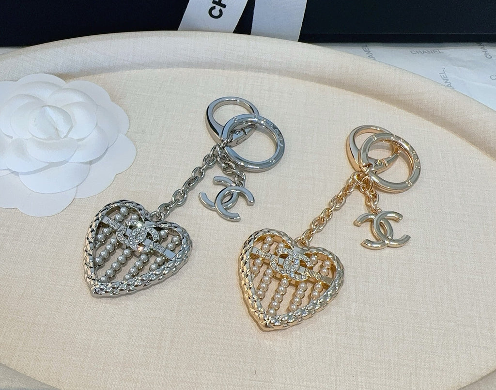 CHANEL Heart Bag Charm Keychain