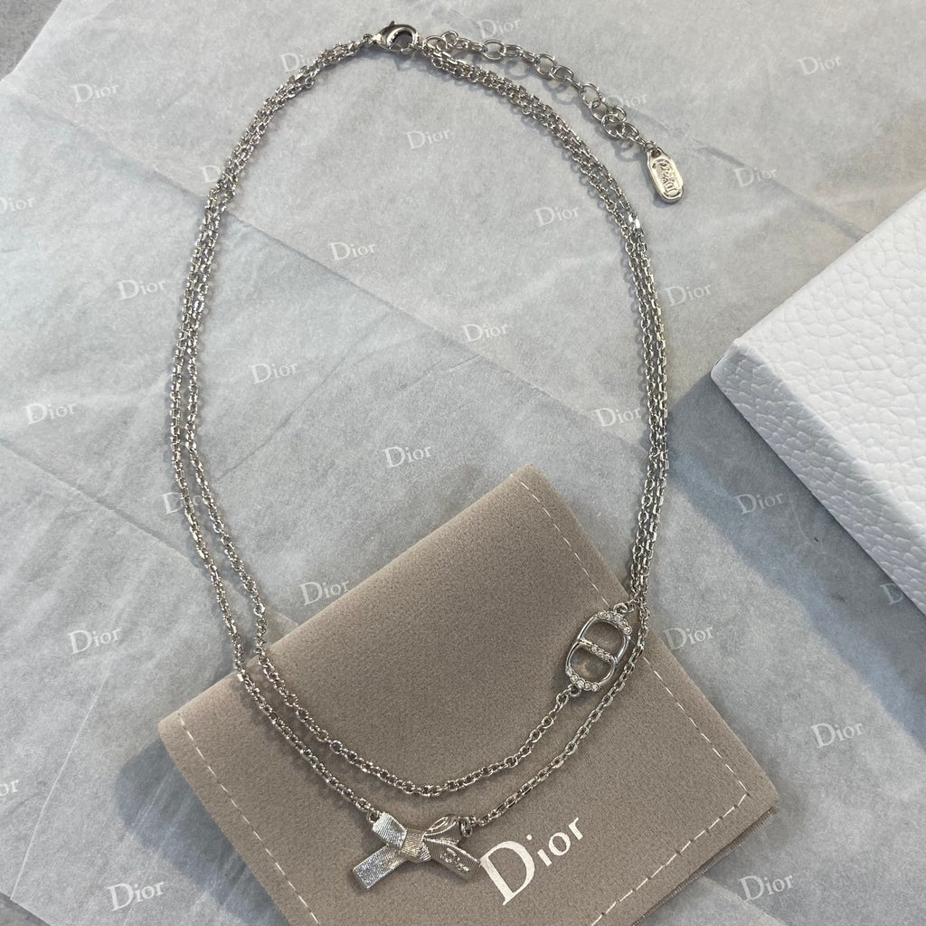 Silver-Tone Bow Necklace