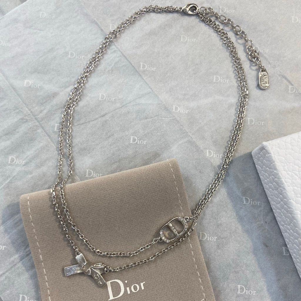 Silver-Tone Bow Necklace