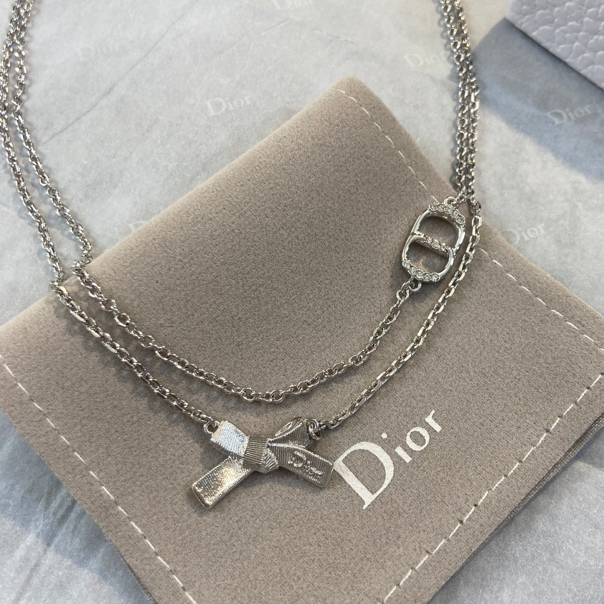 Silver-Tone Bow Necklace