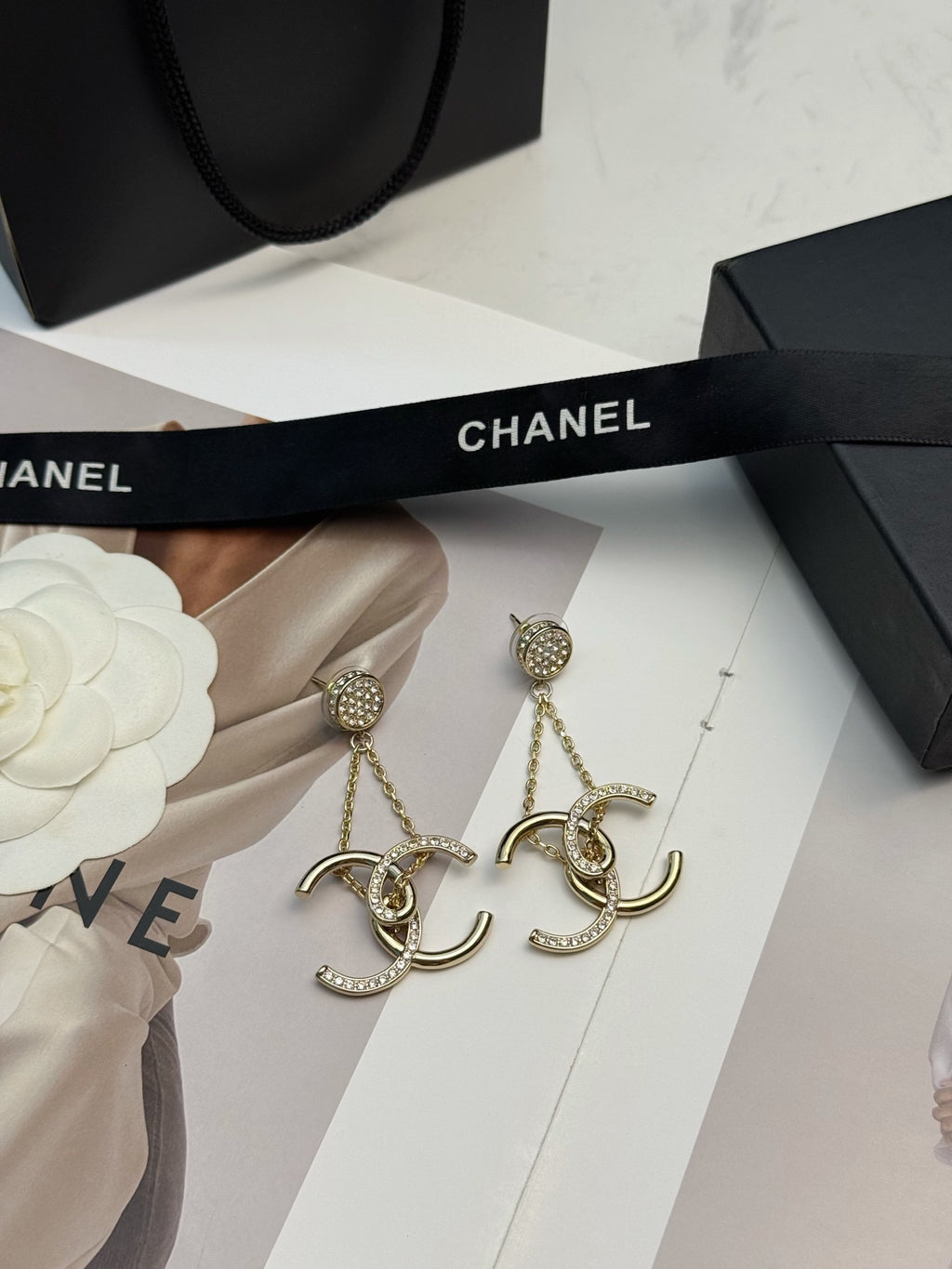 CHANEL Black Earrings