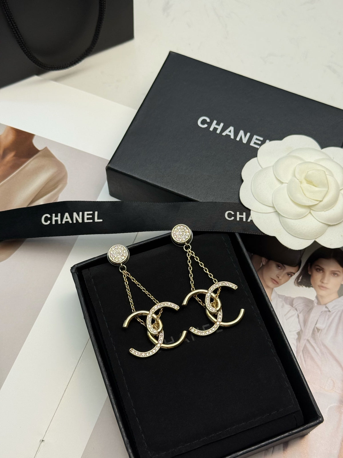 CHANEL Black Earrings