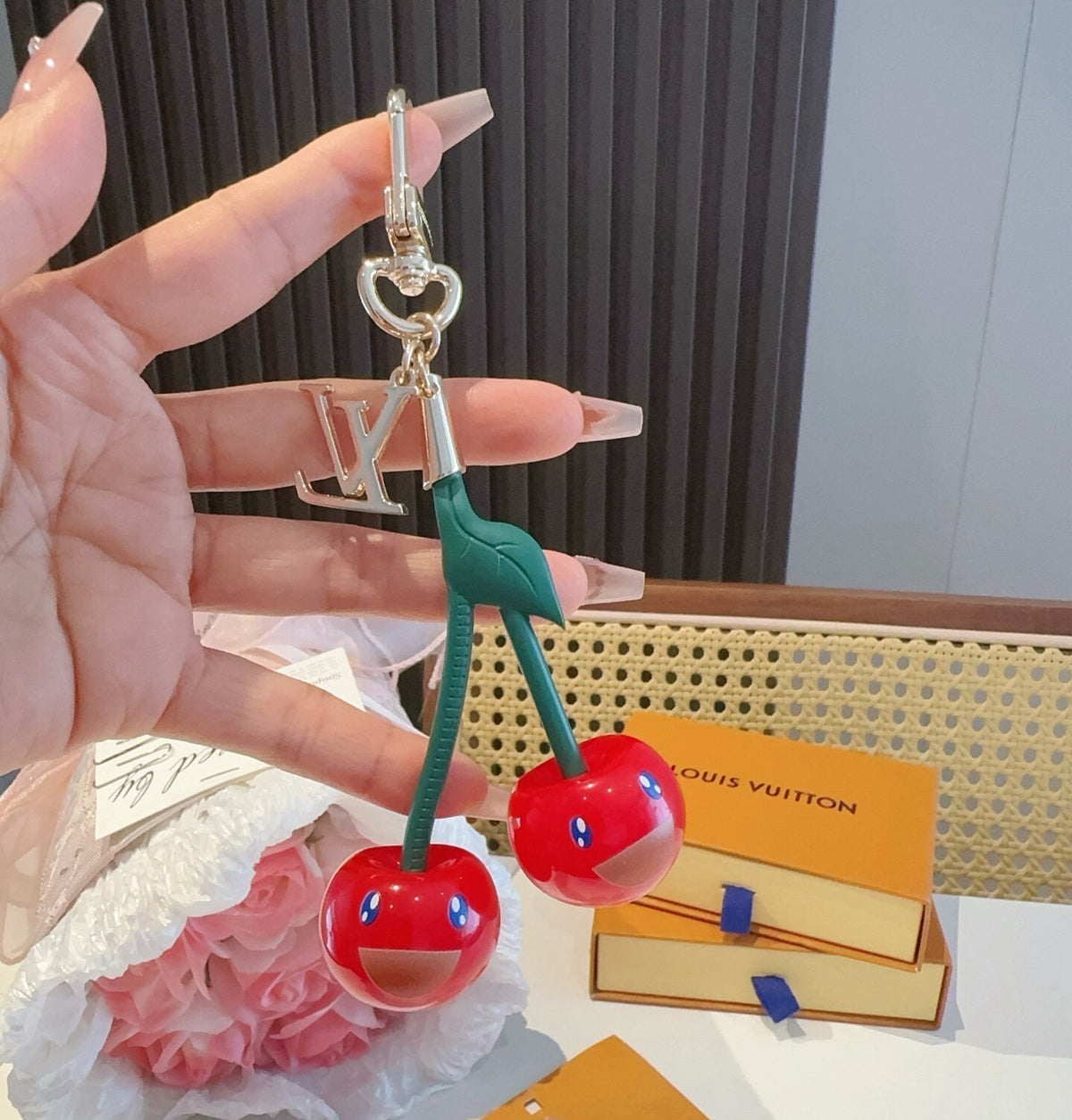 LOUIS VUITTON M02476 Metal Logo Bag Charm Keychain