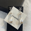 CHANEL Pearl Silver-Tone Earrings