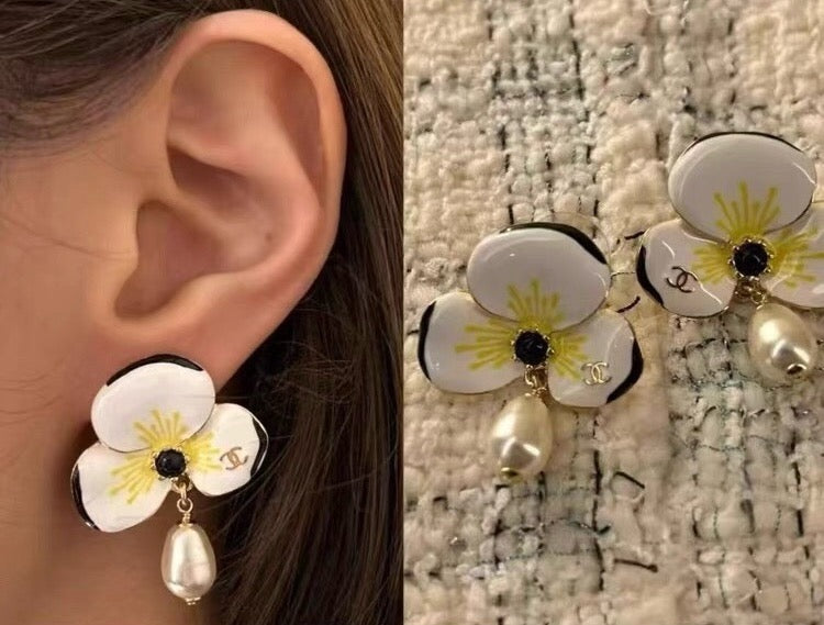 White Red Earrings