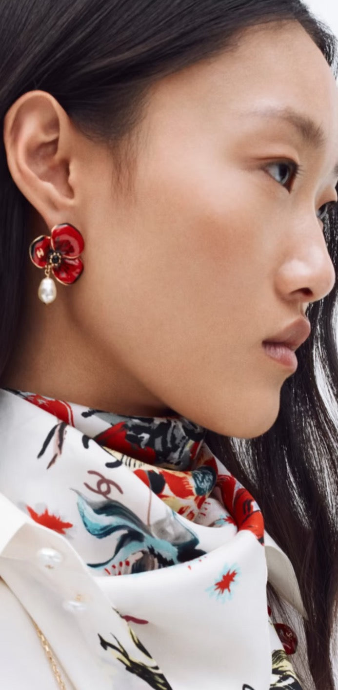 White Red Earrings