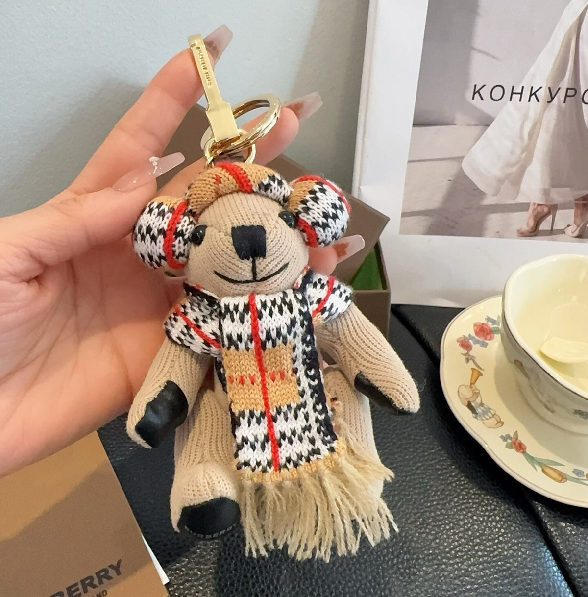 BURBERRY Metal Bag Charm Keychain