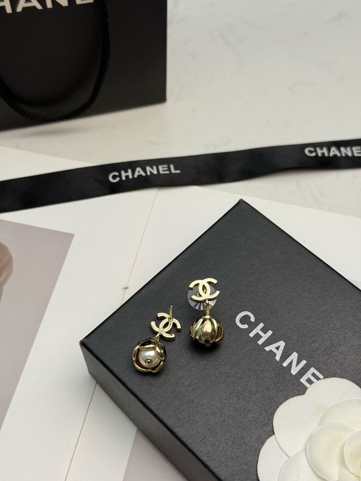 CHANEL Pearl Earrings
