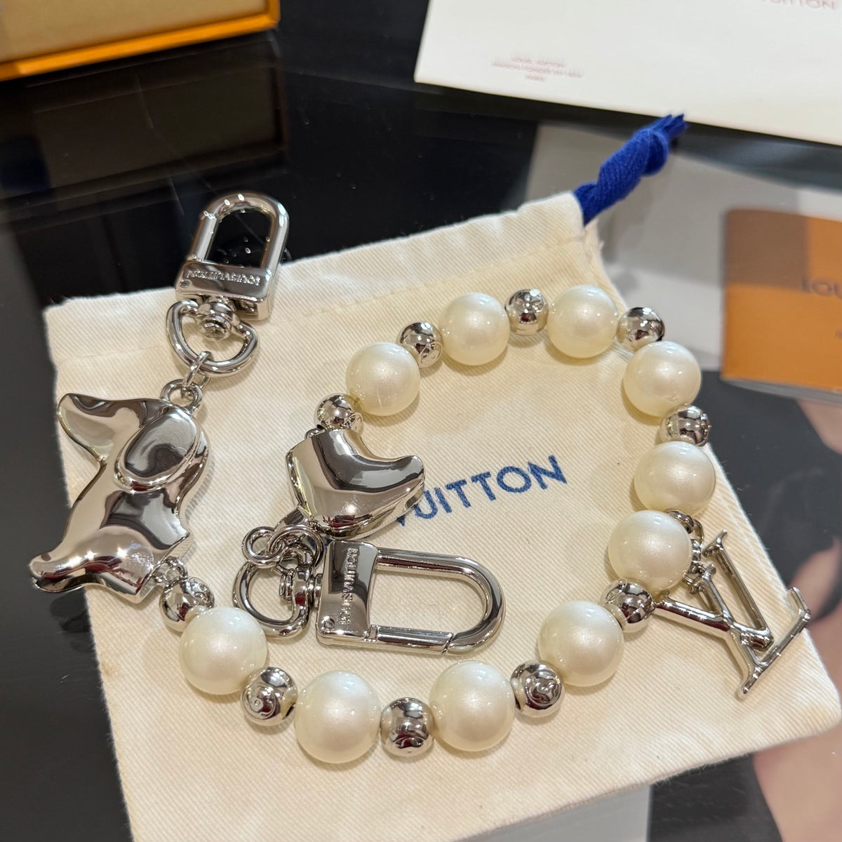 Pearl Logo Bag Charm Keychain