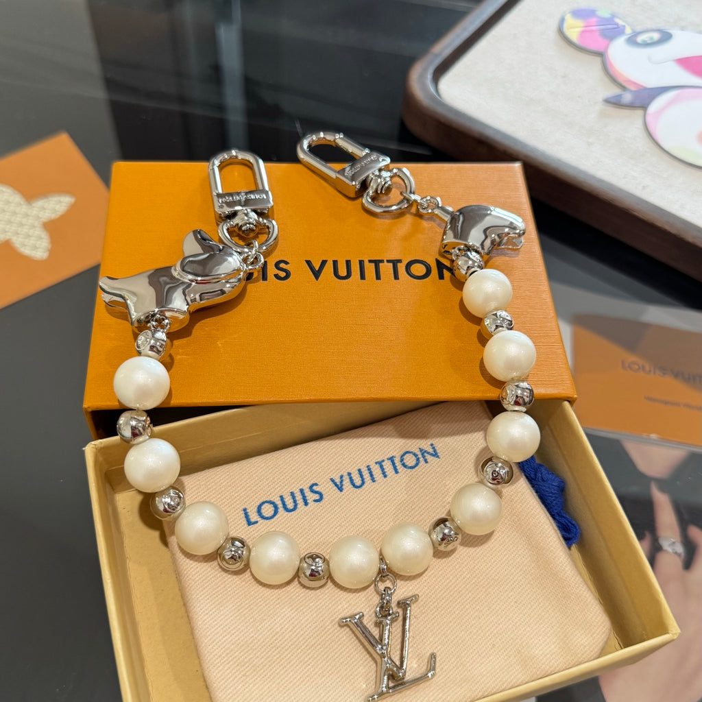 Pearl Logo Bag Charm Keychain