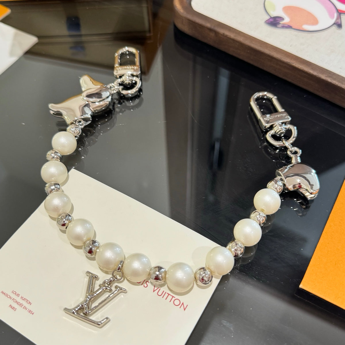 Pearl Logo Bag Charm Keychain