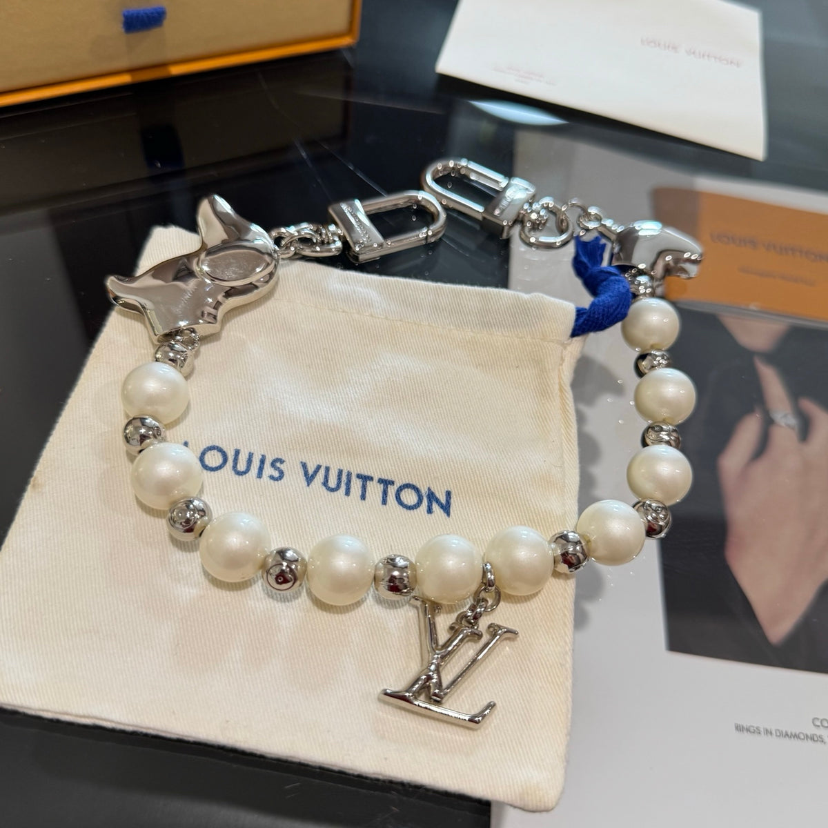 Pearl Logo Bag Charm Keychain