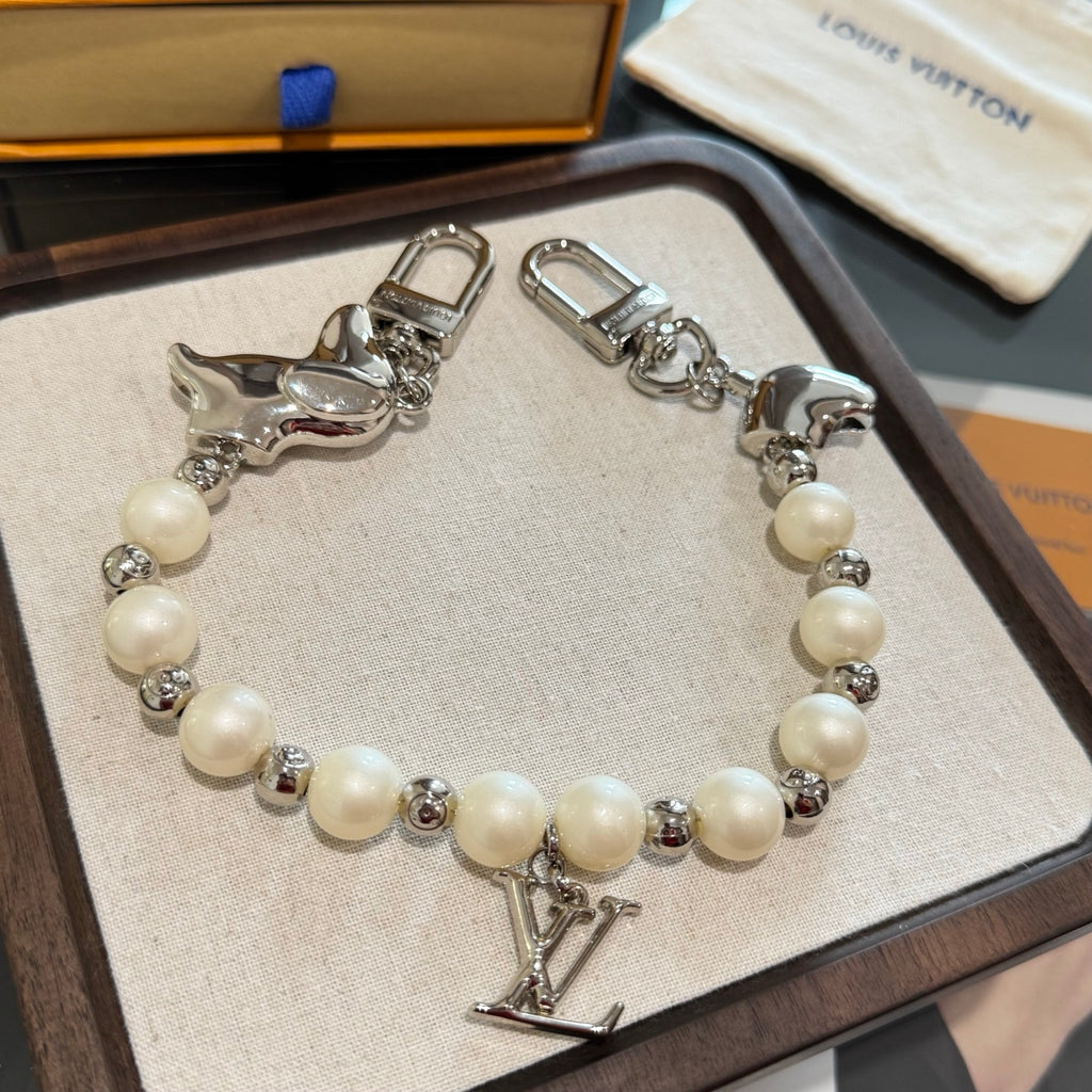 Pearl Logo Bag Charm Keychain