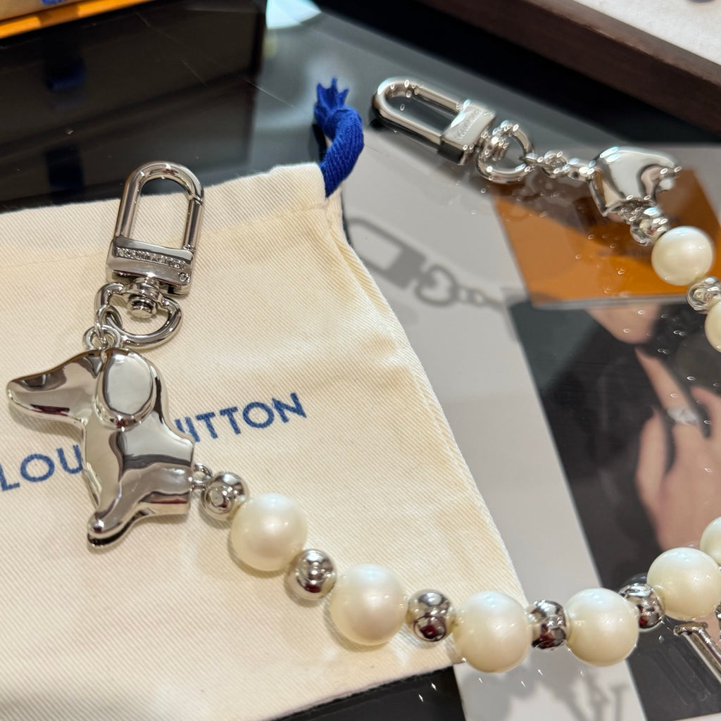 Pearl Logo Bag Charm Keychain