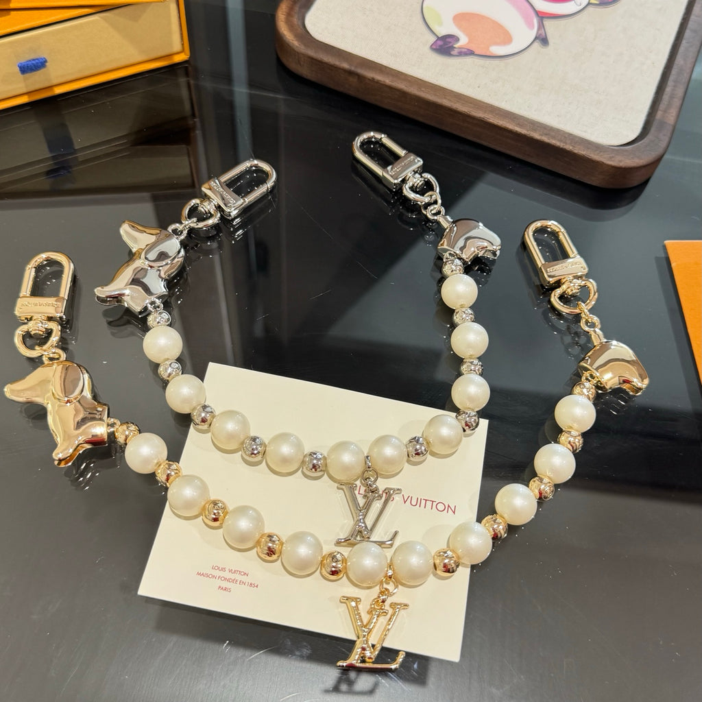 Pearl Logo Bag Charm Keychain