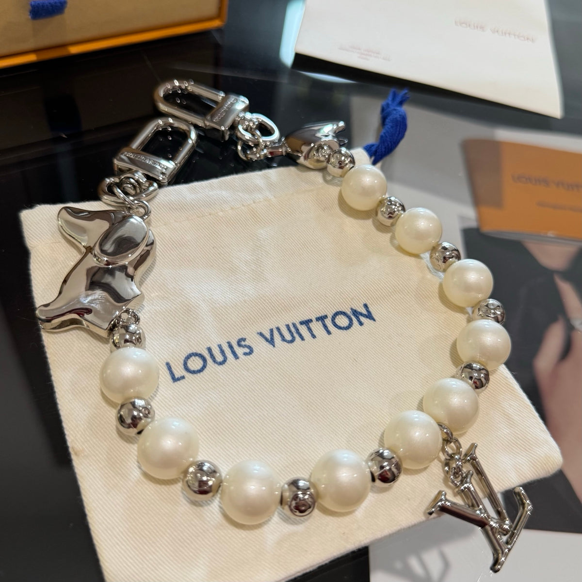 Pearl Logo Bag Charm Keychain