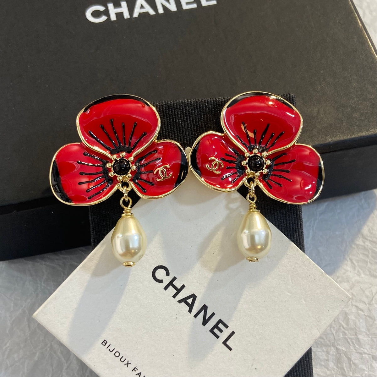 White Red Earrings