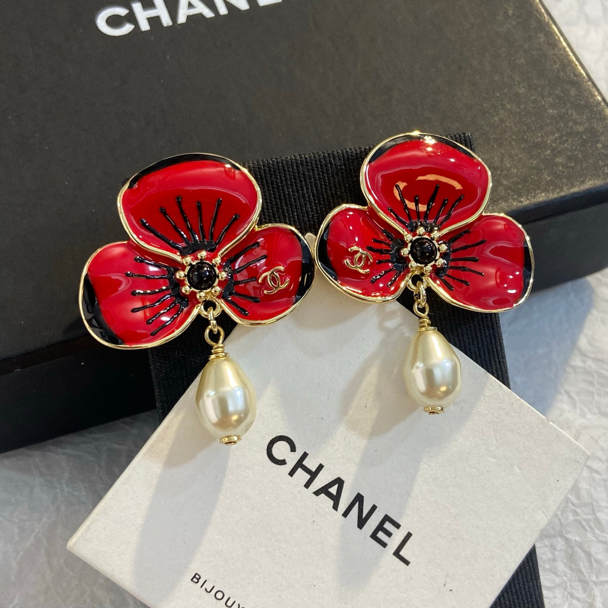 White Red Earrings