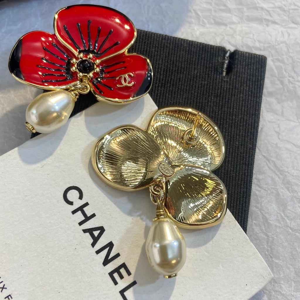 White Red Earrings