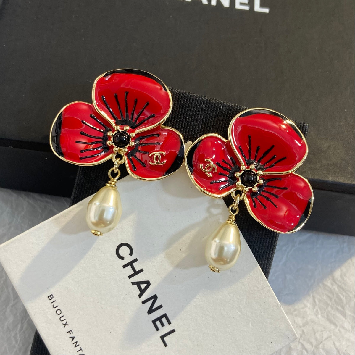 White Red Earrings