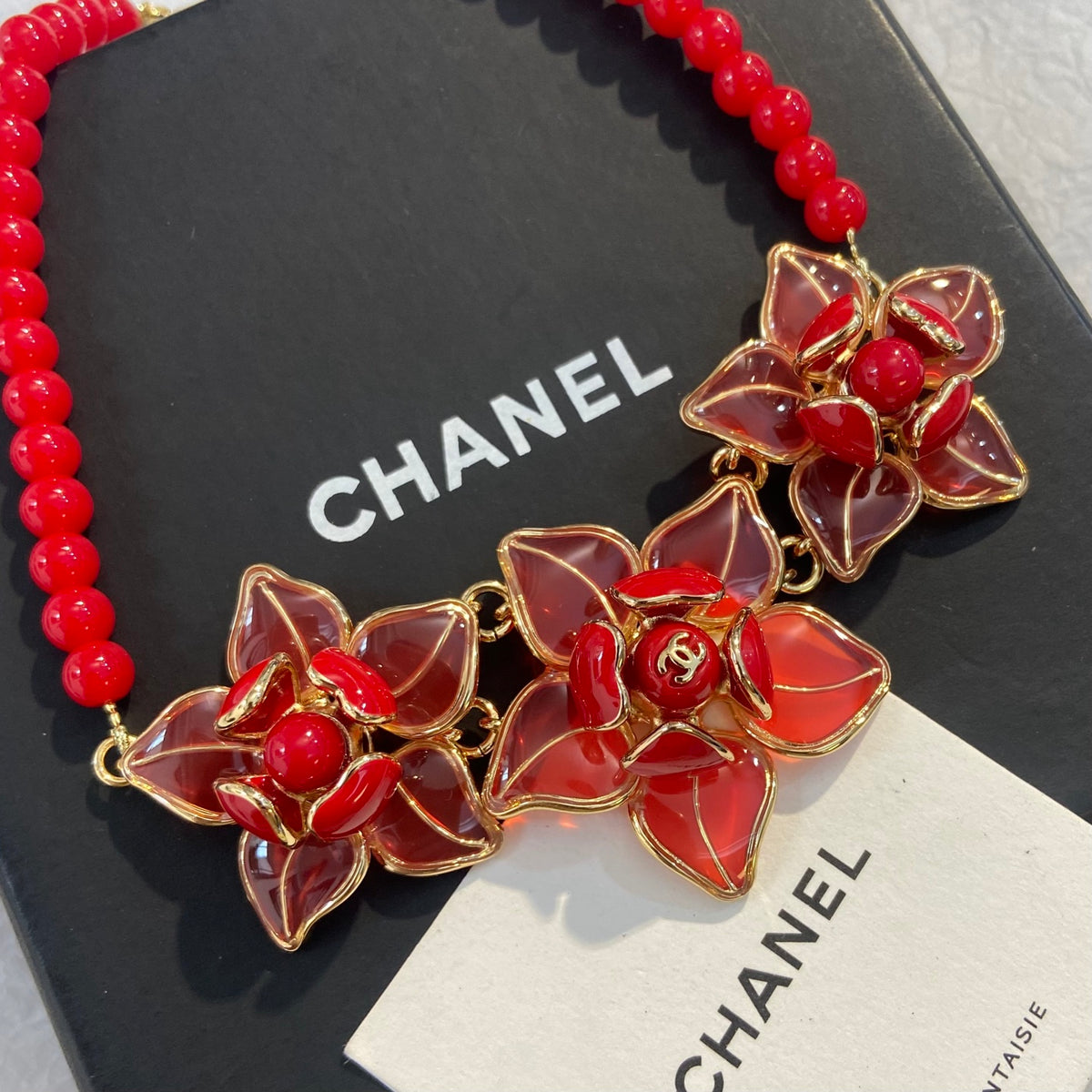 CHANEL Enamel Camellia Necklace