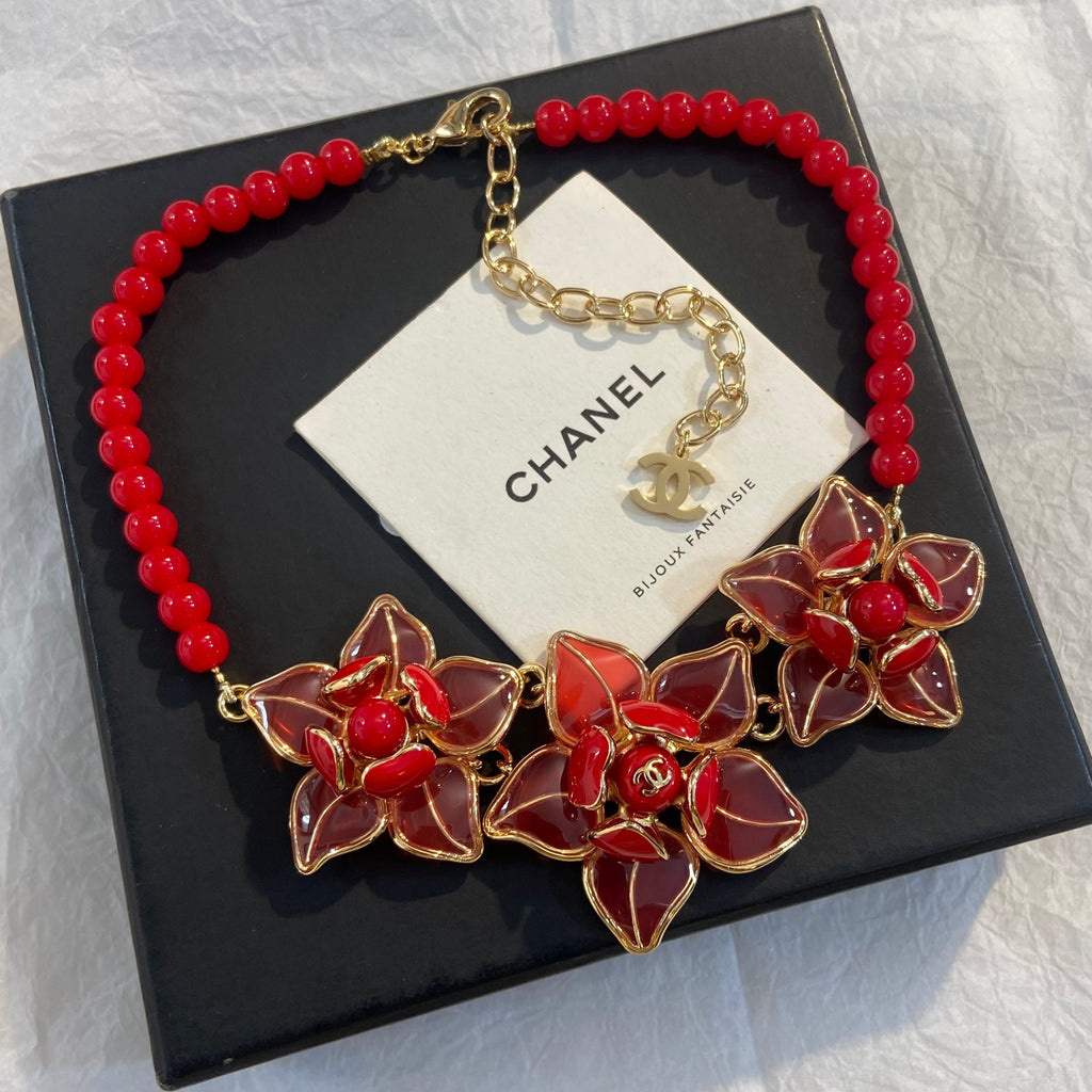 CHANEL Enamel Camellia Necklace