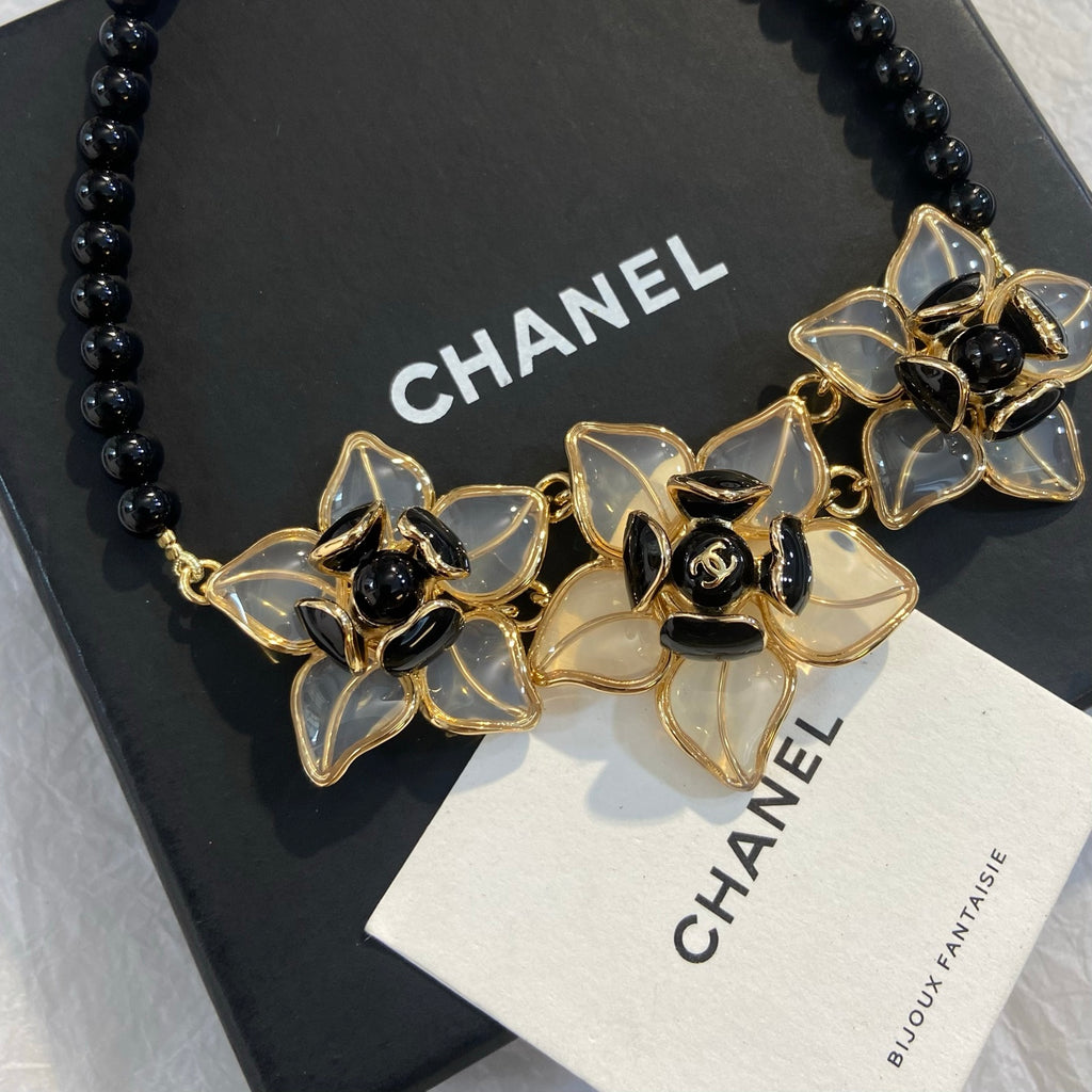 CHANEL Enamel Camellia Necklace
