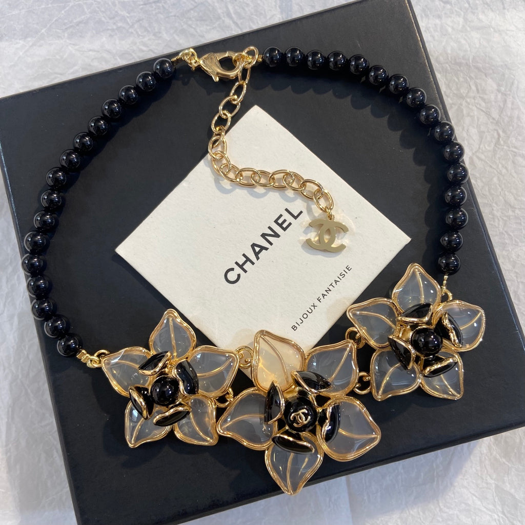 CHANEL Enamel Camellia Necklace