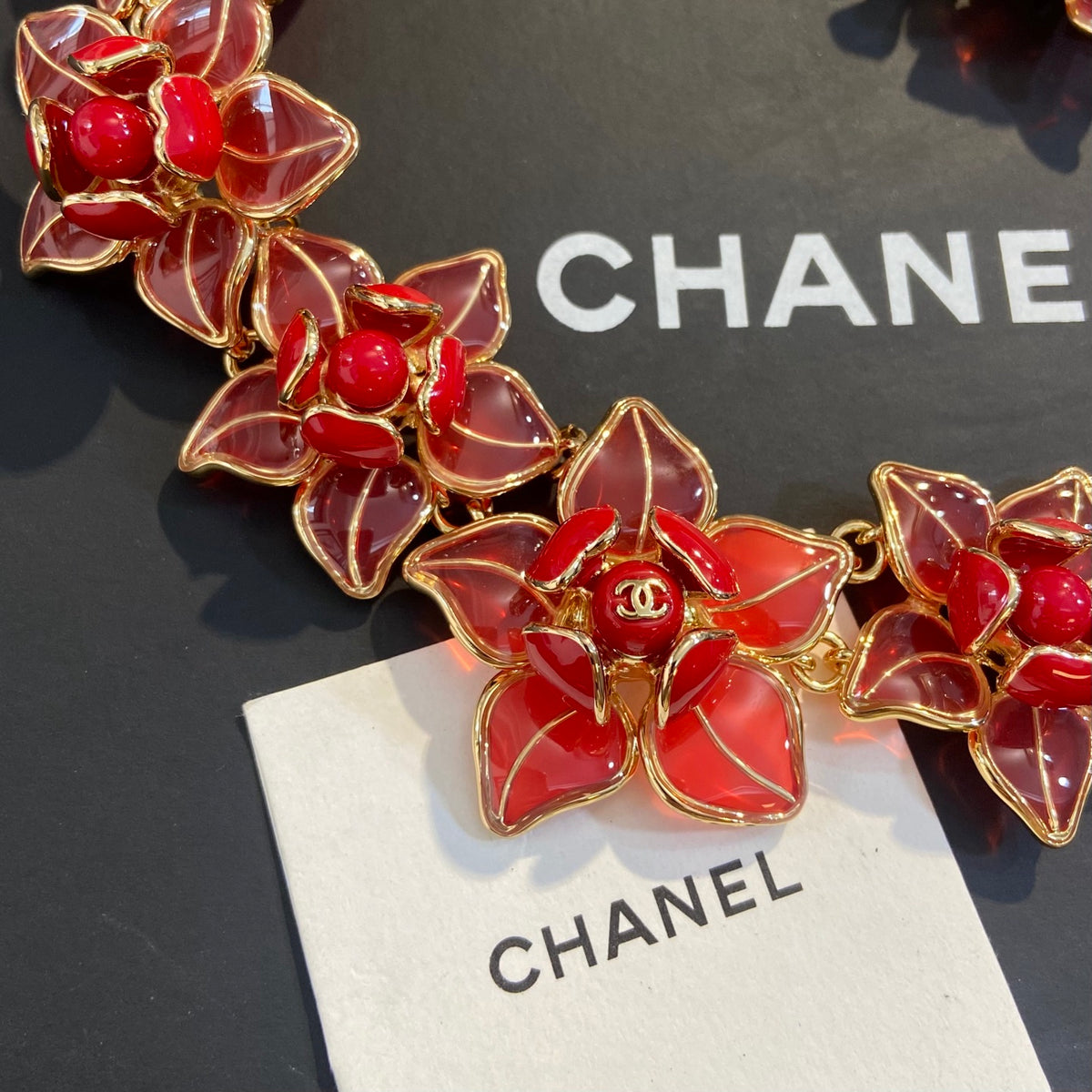 CHANEL Enamel Camellia Necklace