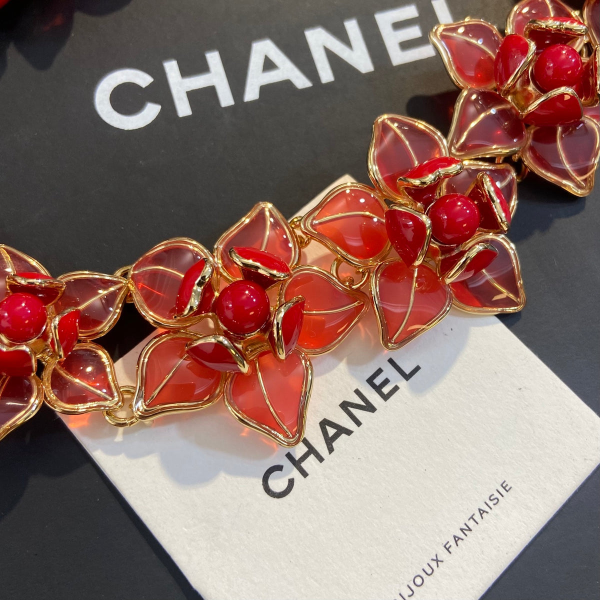 CHANEL Enamel Camellia Necklace