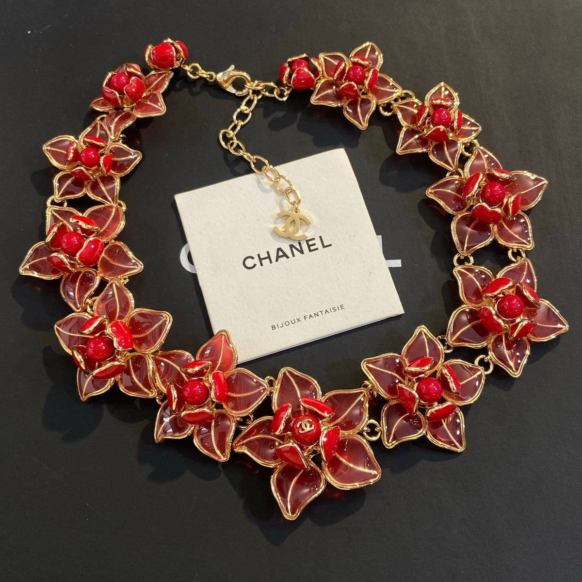 CHANEL Enamel Camellia Necklace
