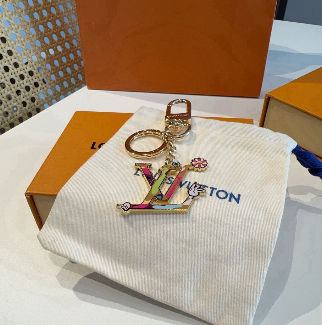 LOUIS VUITTON M02468 Brass Flower Bag Charm Keychain